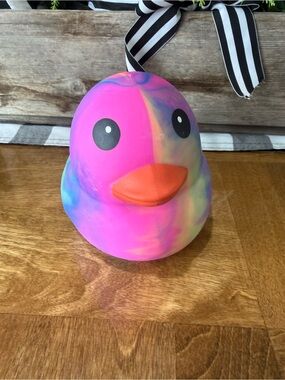 Squeeze Multi-Color Rubber Duck squishy Toy - Pink Tie-Dye